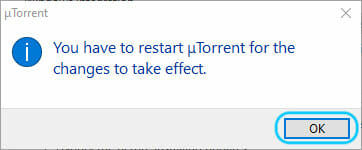 uTorrentの再起動メッセージ