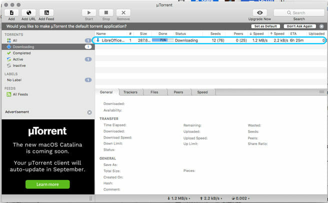 uTorrent easy clientのダウンロードはデスクトップ版でも確認可能。