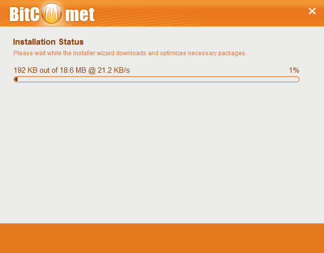 BitCometのインストール中画面
