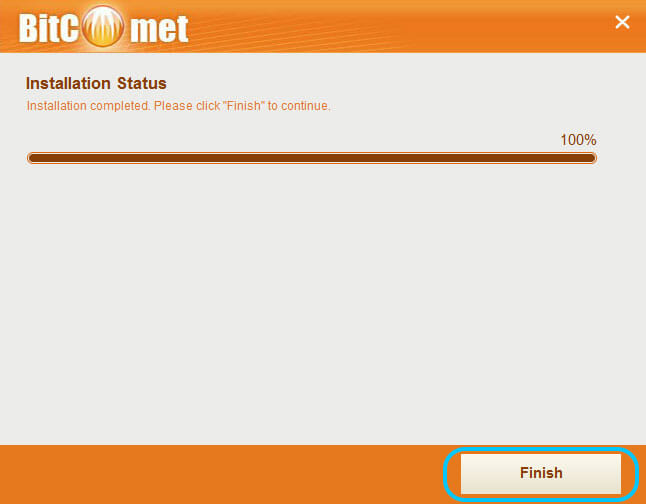 BitCometのインストール完了